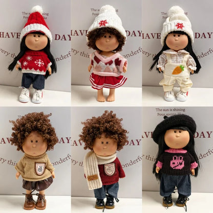 For 24cm Mia Spanish Potato Doll Clothes Outfit Set Knitted Sweater Shoes Skirt Overalls Dress For Mia Doll Dress Up Accessories