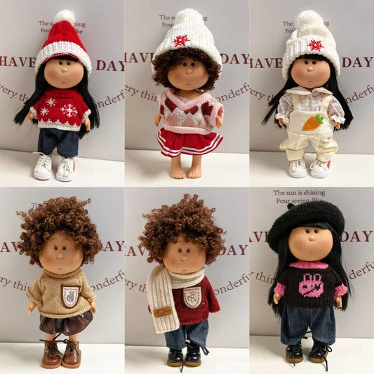 For 24cm Mia Spanish Potato Doll Clothes Outfit Set Knitted Sweater Shoes Skirt Overalls Dress For Mia Doll Dress Up Accessories