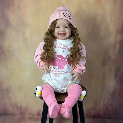 BZDOLL 60 CM 24 Inch Reborn Baby Soft Silicone Cloth Body Smiling Girl Doll Princess Toddler Bebe Artist Collection