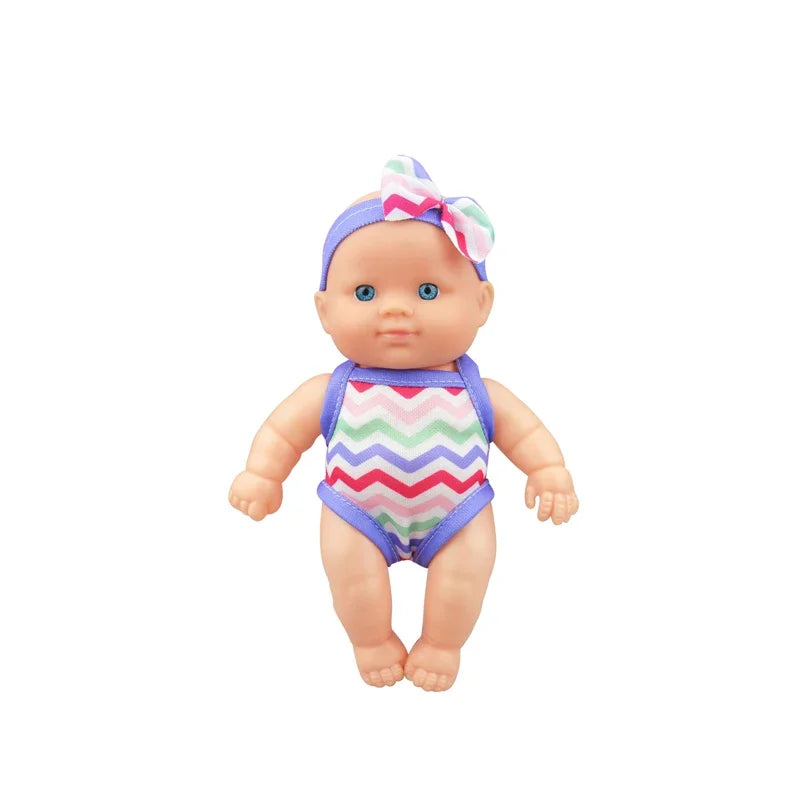 Mini Vinyl Dolls Realistic Smiling Newborn Baby Doll Simulation Baby Dress Up Soft Rubber Doll for Girls Toddler Gift Children