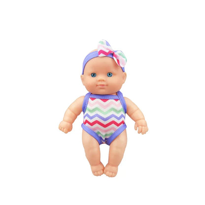Mini Vinyl Dolls Realistic Smiling Newborn Baby Doll Simulation Baby Dress Up Soft Rubber Doll for Girls Toddler Gift Children