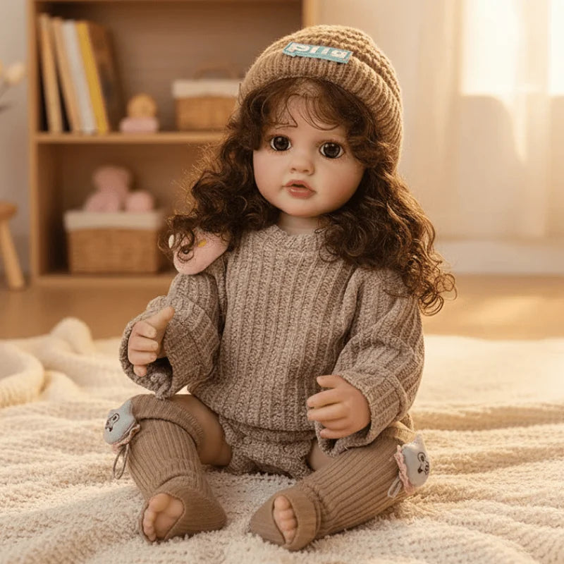 Lifelike Reborn Baby Doll 55cm 22Inch Realistic Full Body Soft Vinyl Toddler Girl Toy Princess Figurine Simulation Birthday Gift