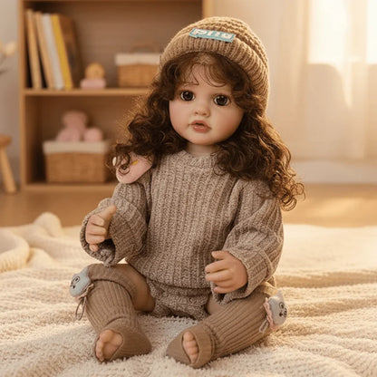 Lifelike Reborn Baby Doll 55cm 22Inch Realistic Full Body Soft Vinyl Toddler Girl Toy Princess Figurine Simulation Birthday Gift