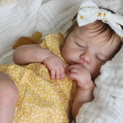 49cm Full Body Vinyl Reborn Doll Loulou with Rooted Hair Newborn Baby 3D Painted Skin with Visible Veins Bebé Reborn Juguetes