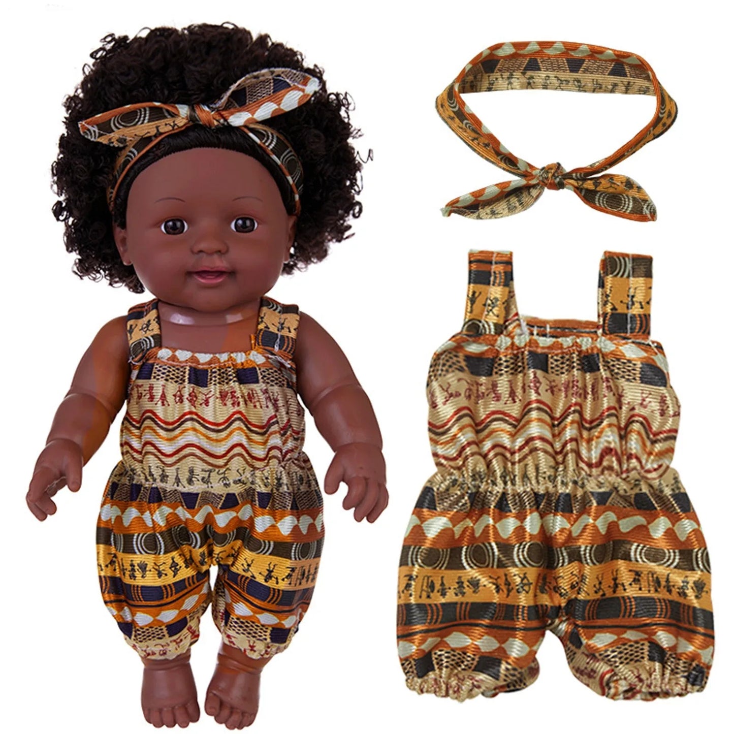 30CM African girl vinyl doll New Black Baby Children's Soothing Doll Simulated soft rubber baby doll Bathing in Water Baby toy