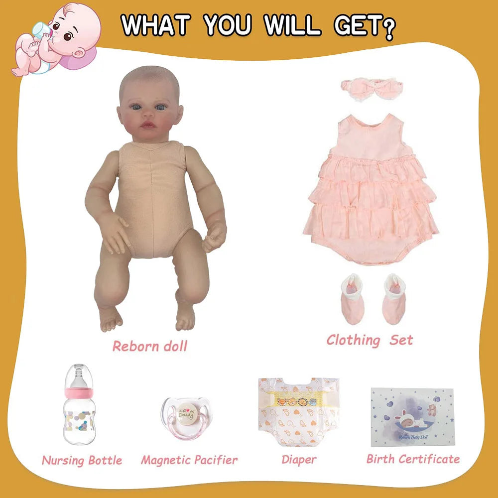 48cm Baby Reborn Doll Like Real Silicone Vinyl Full Body Girl Lifelike Painted Babies Realistic Newborn Dolls Toy Gifts For Kids