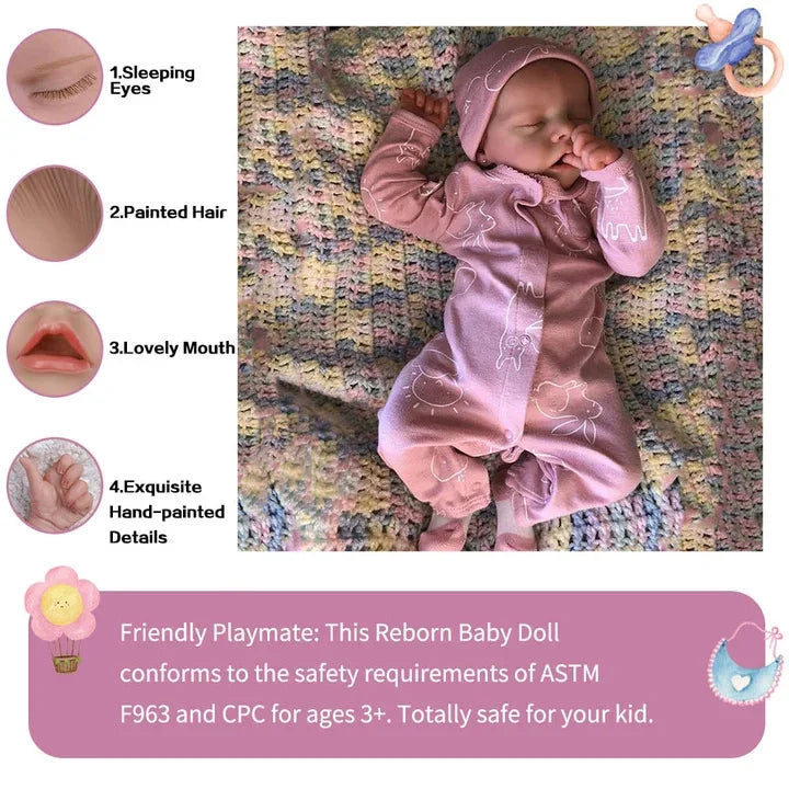Original Reborn Baby ToddlerDoll Full Silicone Body Vinyl Girl Boy Princess Bebe Accompanying Toy Collectible Art Christmas Gift