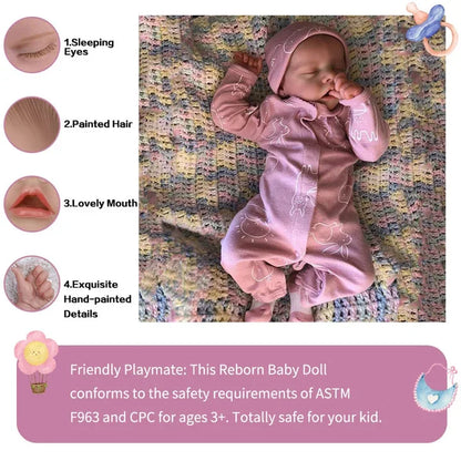 Original Reborn Baby ToddlerDoll Full Silicone Body Vinyl Girl Boy Princess Bebe Accompanying Toy Collectible Art Christmas Gift
