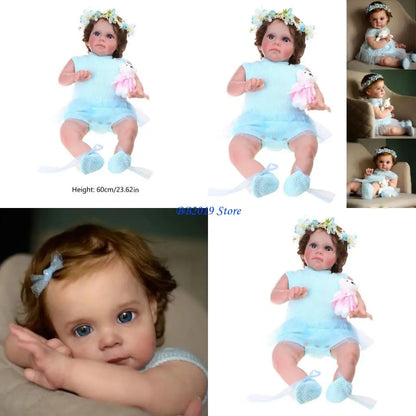 Q0KB Life-like Reborns Baby Doll with Moving Arm & Leg Vinyl Full Body Pouting Girl