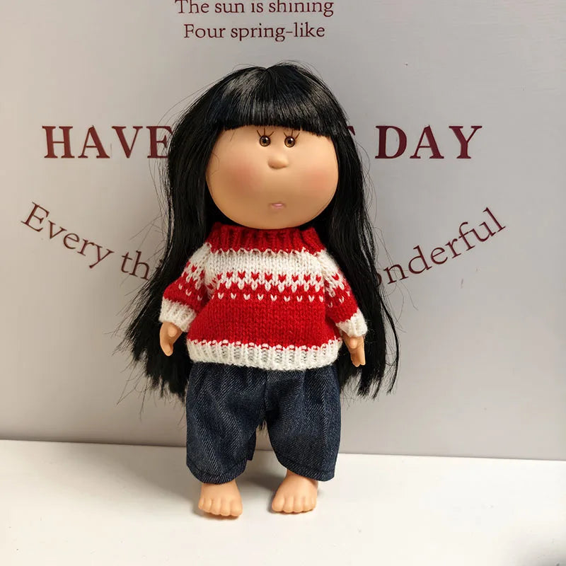 For 24cm Mia Spanish Potato Doll Clothes Outfit Set Knitted Sweater Shoes Skirt Overalls Dress For Mia Doll Dress Up Accessories