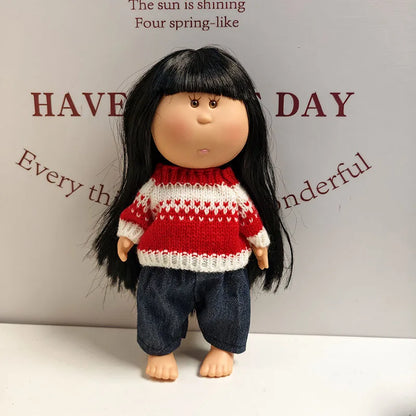 For 24cm Mia Spanish Potato Doll Clothes Outfit Set Knitted Sweater Shoes Skirt Overalls Dress For Mia Doll Dress Up Accessories