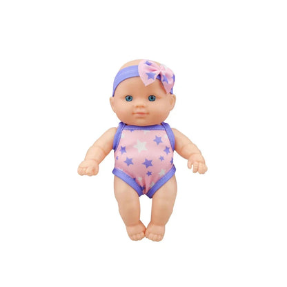 Mini Vinyl Dolls Realistic Smiling Newborn Baby Doll Simulation Baby Dress Up Soft Rubber Doll for Girls Toddler Gift Children