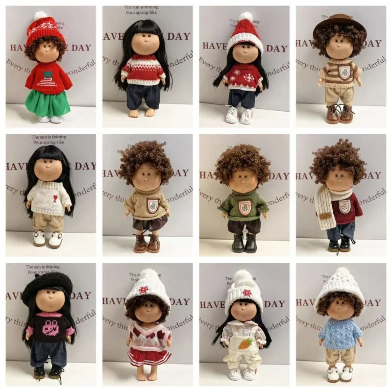 For 24cm Mia Spanish Potato Doll Clothes Outfit Set Knitted Sweater Shoes Skirt Overalls Dress For Mia Doll Dress Up Accessories