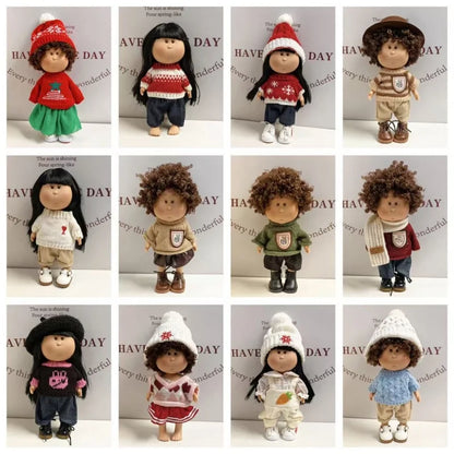 For 24cm Mia Spanish Potato Doll Clothes Outfit Set Knitted Sweater Shoes Skirt Overalls Dress For Mia Doll Dress Up Accessories