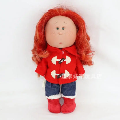 Spanish Mia Potato Doll Style Red Hair Freckles Small Eyes Fashion Collectible Vinyl Doll Knit Cardigan Plaid Skirt Dress Up Toy