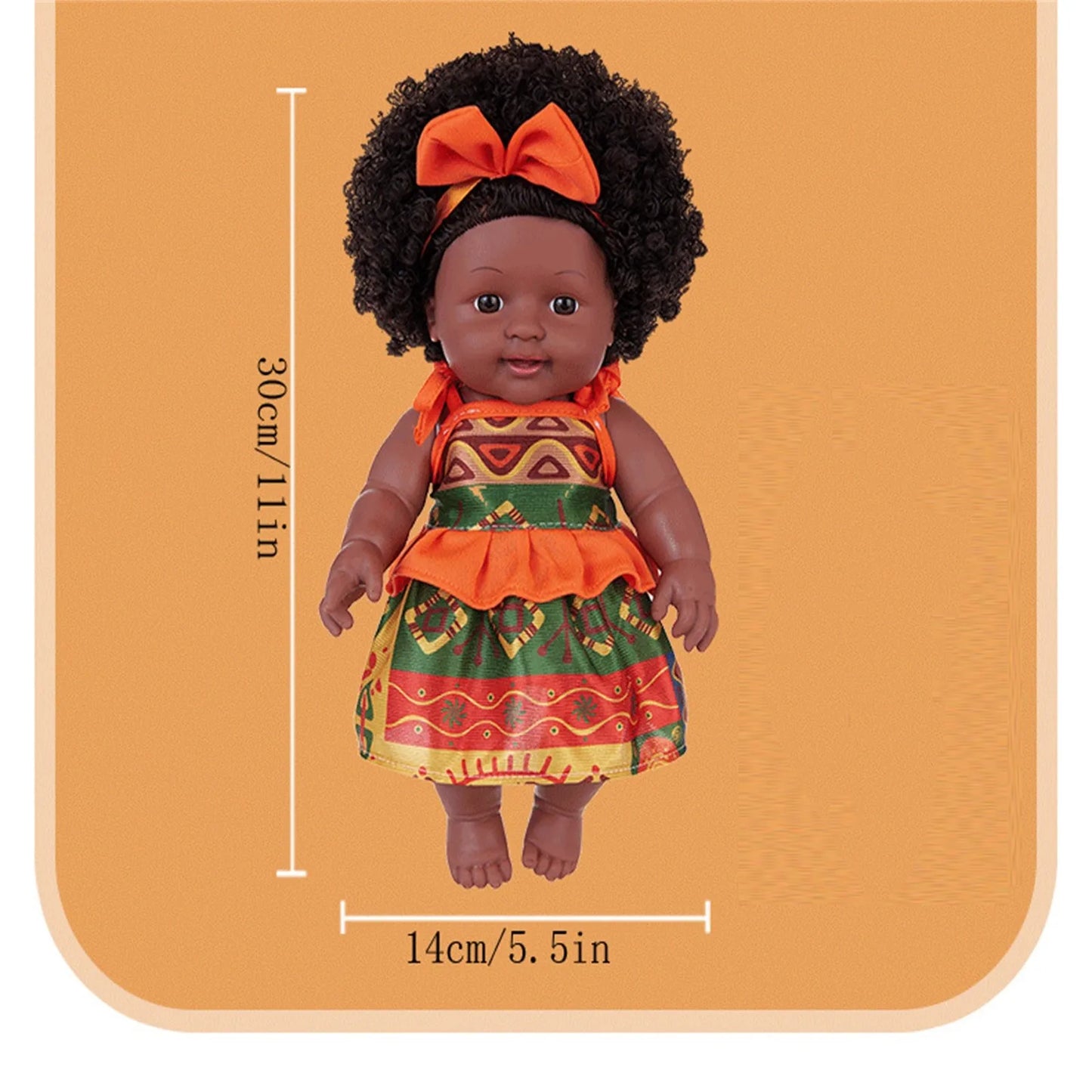 30CM African girl vinyl doll New Black Baby Children's Soothing Doll Simulated soft rubber baby doll Bathing in Water Baby toy