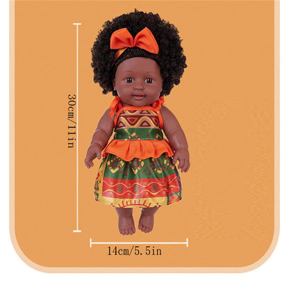 30CM African girl vinyl doll New Black Baby Children's Soothing Doll Simulated soft rubber baby doll Bathing in Water Baby toy