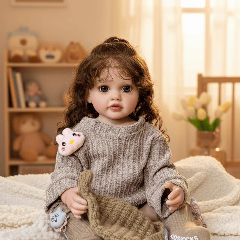 Lifelike Reborn Baby Doll 55cm 22Inch Realistic Full Body Soft Vinyl Toddler Girl Toy Princess Figurine Simulation Birthday Gift