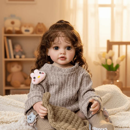 Lifelike Reborn Baby Doll 55cm 22Inch Realistic Full Body Soft Vinyl Toddler Girl Toy Princess Figurine Simulation Birthday Gift