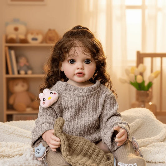 Lifelike Reborn Baby Doll 55cm 22Inch Realistic Full Body Soft Vinyl Toddler Girl Toy Princess Figurine Simulation Birthday Gift