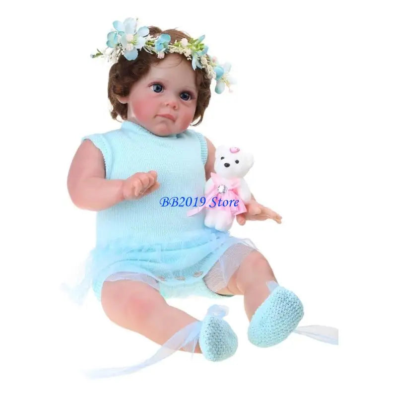 Q0KB Life-like Reborns Baby Doll with Moving Arm & Leg Vinyl Full Body Pouting Girl