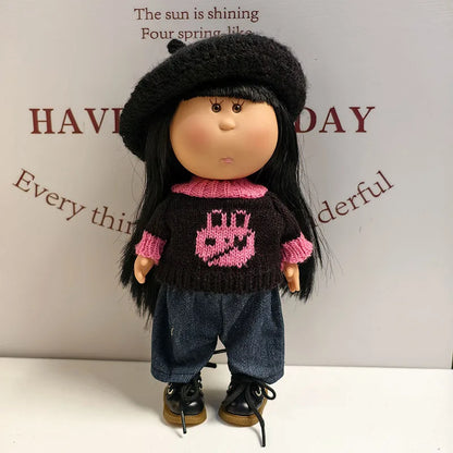 For 24cm Mia Spanish Potato Doll Clothes Outfit Set Knitted Sweater Shoes Skirt Overalls Dress For Mia Doll Dress Up Accessories