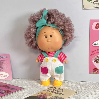 About 18cm Spanish Potato Russian Curly Hair Blonde Black Skin Vinyl Doll Kawaii Figures Room Decoration Ornaments Girls Gift