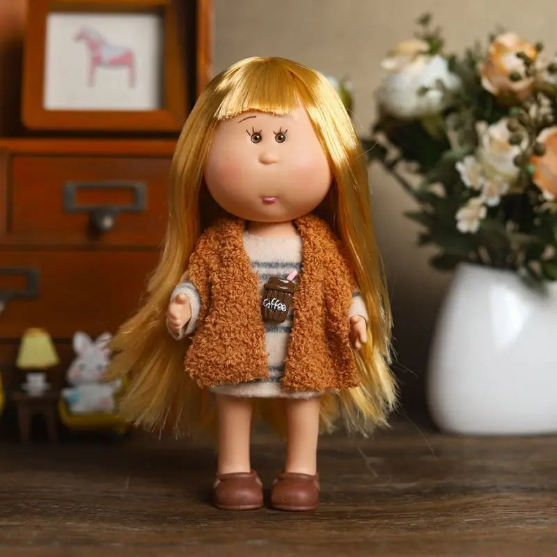 24cm Mia Potato Doll with Clothes, Cute Plush Dress Up Doll, Spanish Style Collectible Figure Gift