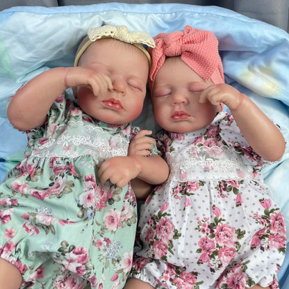 20 Inch Finished Reborn Dolls LouLou Twins Girl Silicone Vinyl Newborn Doll Lifelike Handmade Toy Christmas Gift