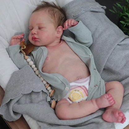 49cm Full Vinyl Girl Body Silicone Reborn Doll Loulou with Hand Rooted Hair 3D Skin High Quality Gift