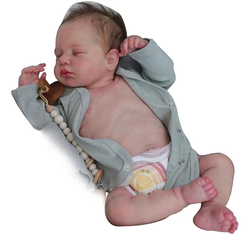 49cm Full Vinyl Girl Body Silicone Reborn Doll Loulou with Hand Rooted Hair 3D Skin High Quality Gift