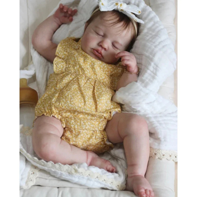 49cm Full Body Vinyl Reborn Doll Loulou with Rooted Hair Newborn Baby 3D Painted Skin with Visible Veins Bebé Reborn Juguetes
