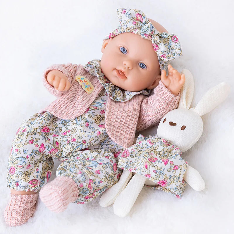 12inch/30CM Reborn Baby Doll with Clothes Soft Polyester Washable Soothing Toy Realistic Vinyl Full Body Holiday Gift for Kids