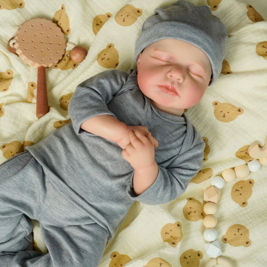 JOYORA 50cm Baby Art Doll Toy Realistic Cloth Body and Vinyl Limbs Newborn Baby Size Doll Realistic Finished Birthday Gift