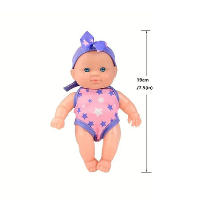 Mini Vinyl Dolls Realistic Smiling Newborn Baby Doll Simulation Baby Dress Up Soft Rubber Doll for Girls Toddler Gift Children