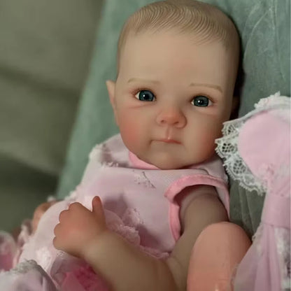JOYORA Full Body Vinyl Girl Reincarnation Doll With Realistic Facial Expressions And Eyes Soft Pink Dress Bow High Quality