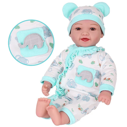 17 inch cute reborn doll made of vinyl material, fabric body, movable body, creative children's toy, exquisite holiday gift
