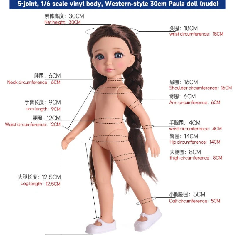 12 Inch Doll 30cm Height Girl Doll Dress Up Toy Gifts for Children