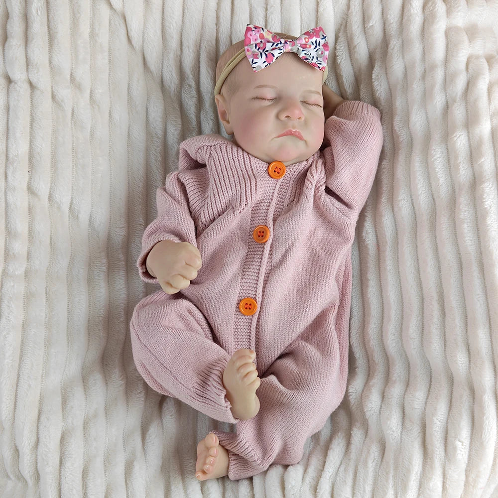 About 18Inch Full Vinyl material Waterproof Body Rebirth Doll 3D Skin Painted Visible Veins Lifelike Newborn Toy Present