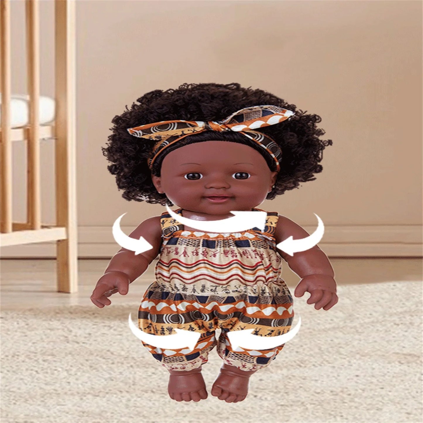 30CM African girl vinyl doll New Black Baby Children's Soothing Doll Simulated soft rubber baby doll Bathing in Water Baby toy