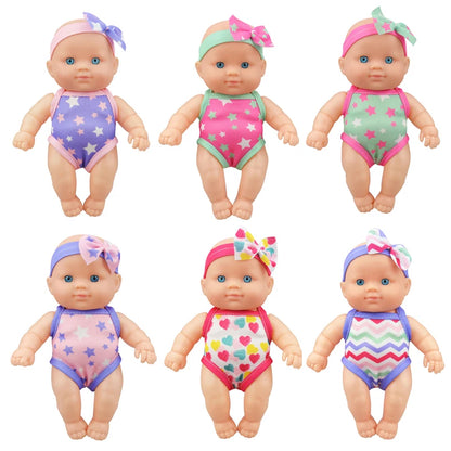 Mini Vinyl Dolls Realistic Smiling Newborn Baby Doll Simulation Baby Dress Up Soft Rubber Doll for Girls Toddler Gift Children