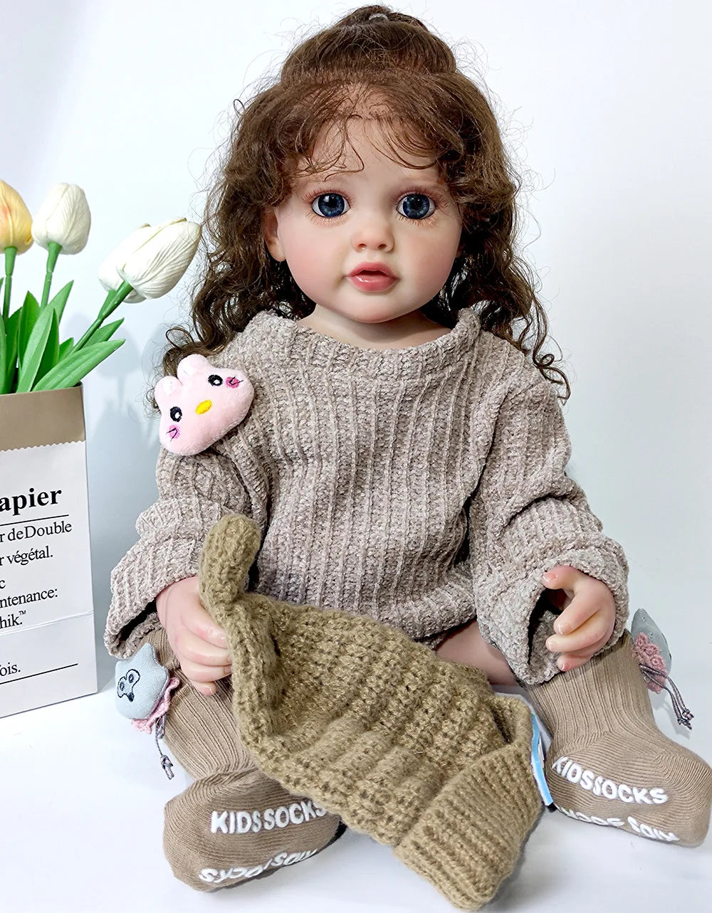 Lifelike Reborn Baby Doll 55cm 22Inch Realistic Full Body Soft Vinyl Toddler Girl Toy Princess Figurine Simulation Birthday Gift