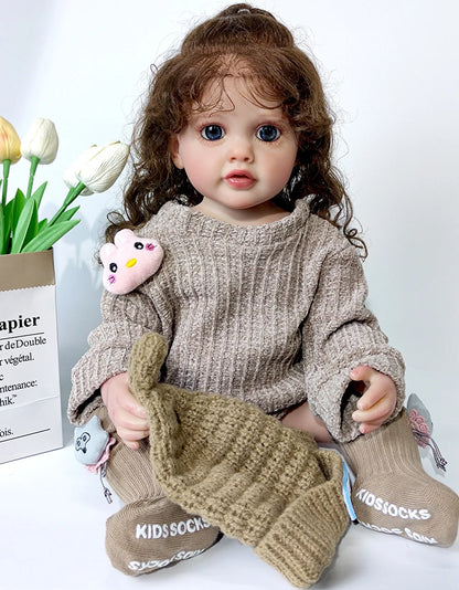 Lifelike Reborn Baby Doll 55cm 22Inch Realistic Full Body Soft Vinyl Toddler Girl Toy Princess Figurine Simulation Birthday Gift