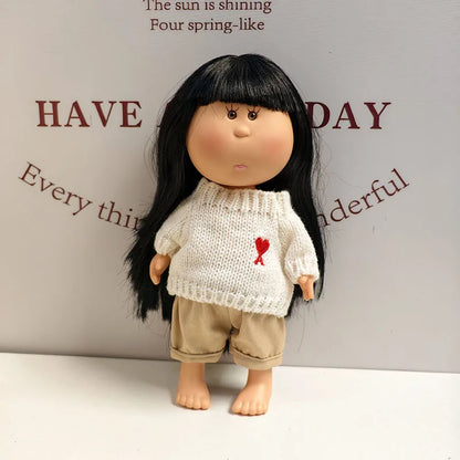 For 24cm Mia Spanish Potato Doll Clothes Outfit Set Knitted Sweater Shoes Skirt Overalls Dress For Mia Doll Dress Up Accessories