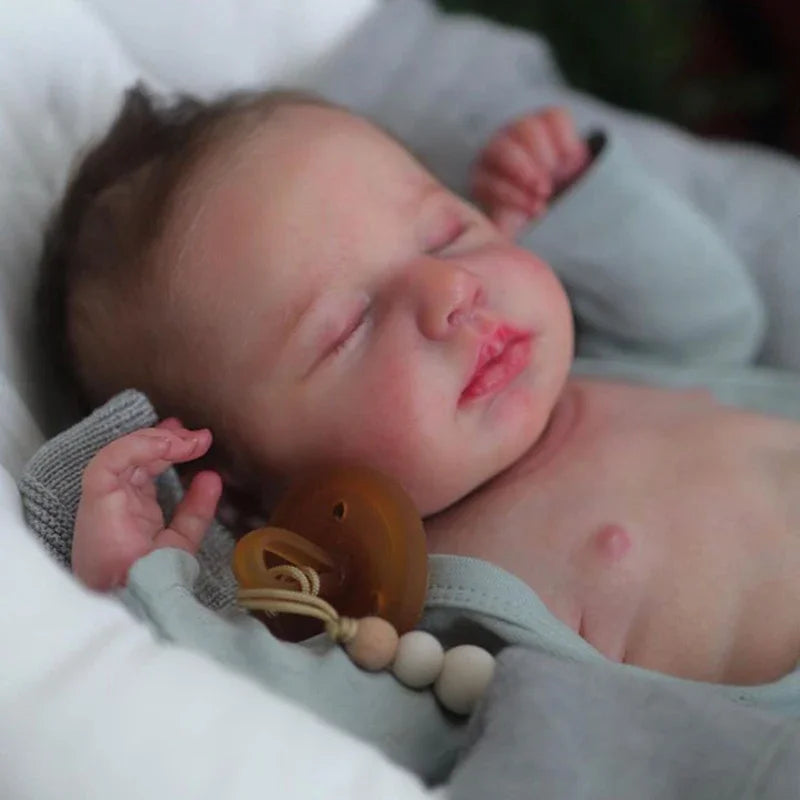 49cm Full Vinyl Girl Body Silicone Reborn Doll Loulou with Hand Rooted Hair 3D Skin High Quality Gift
