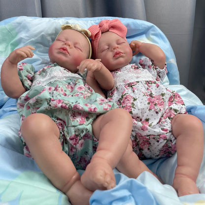 20 Inch Finished Reborn Dolls LouLou Twins Girl Silicone Vinyl Newborn Doll Lifelike Handmade Toy Christmas Gift