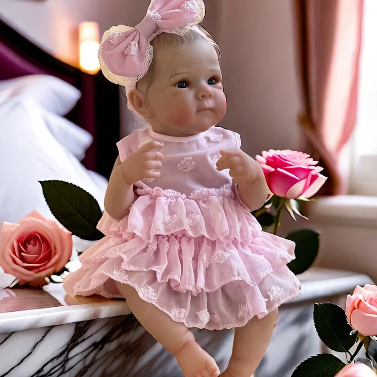 JOYORA Vinyl Realistic Baby Doll Finished Rebirth Doll 3D Skin Art Doll Cute Fashion Doll High Quality Handmade Doll Gift Toy