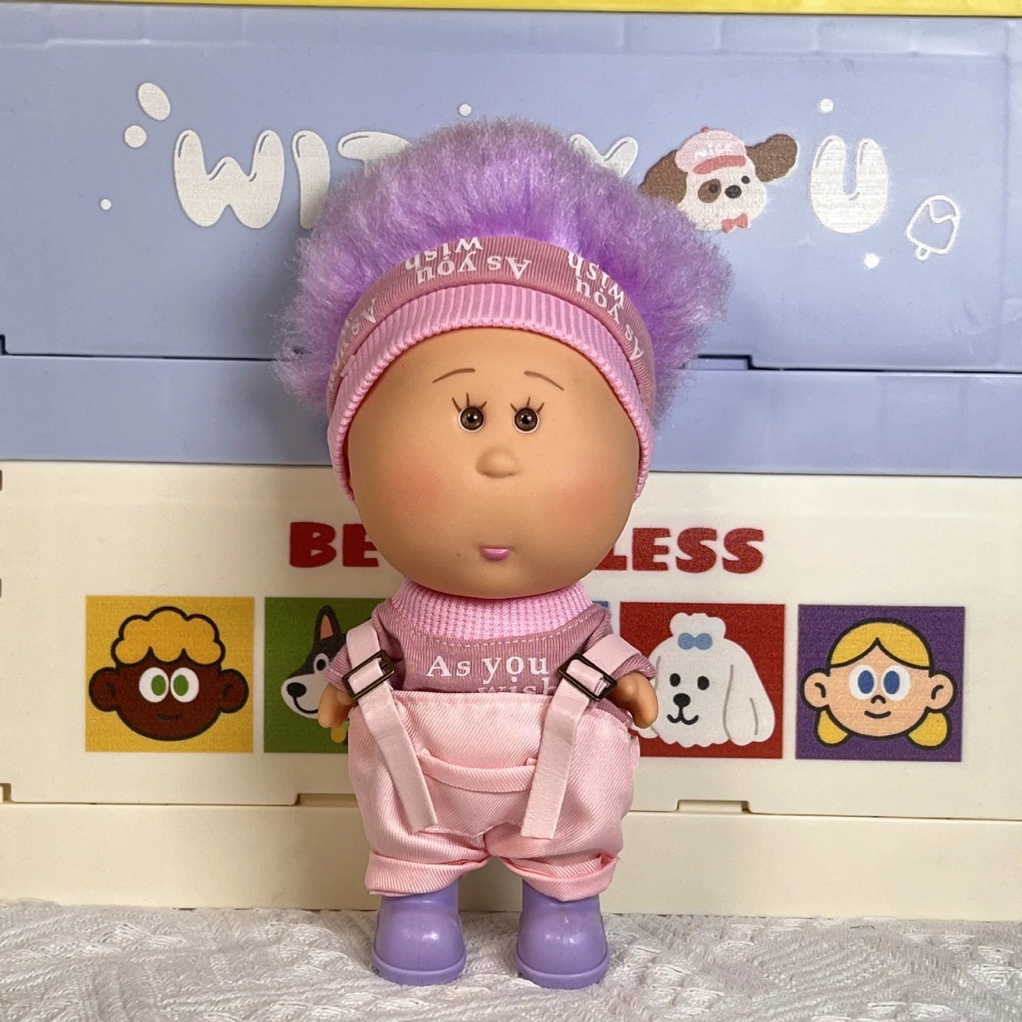 About 18cm Spanish Potato Doll Vinyl Doll Cute Figures Russian Curly Hair Blonde Black Skin Doll Gifts---For Girls