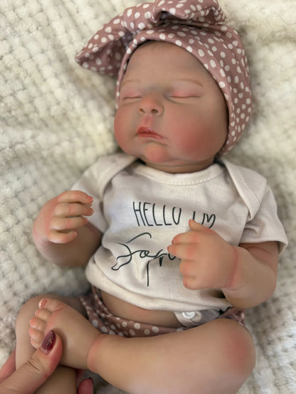 18-Inch Full Soft Vinyl Reborn Girl Doll Peaches | Handmade Newborn Bebe Toy | Kids Birthday Gift