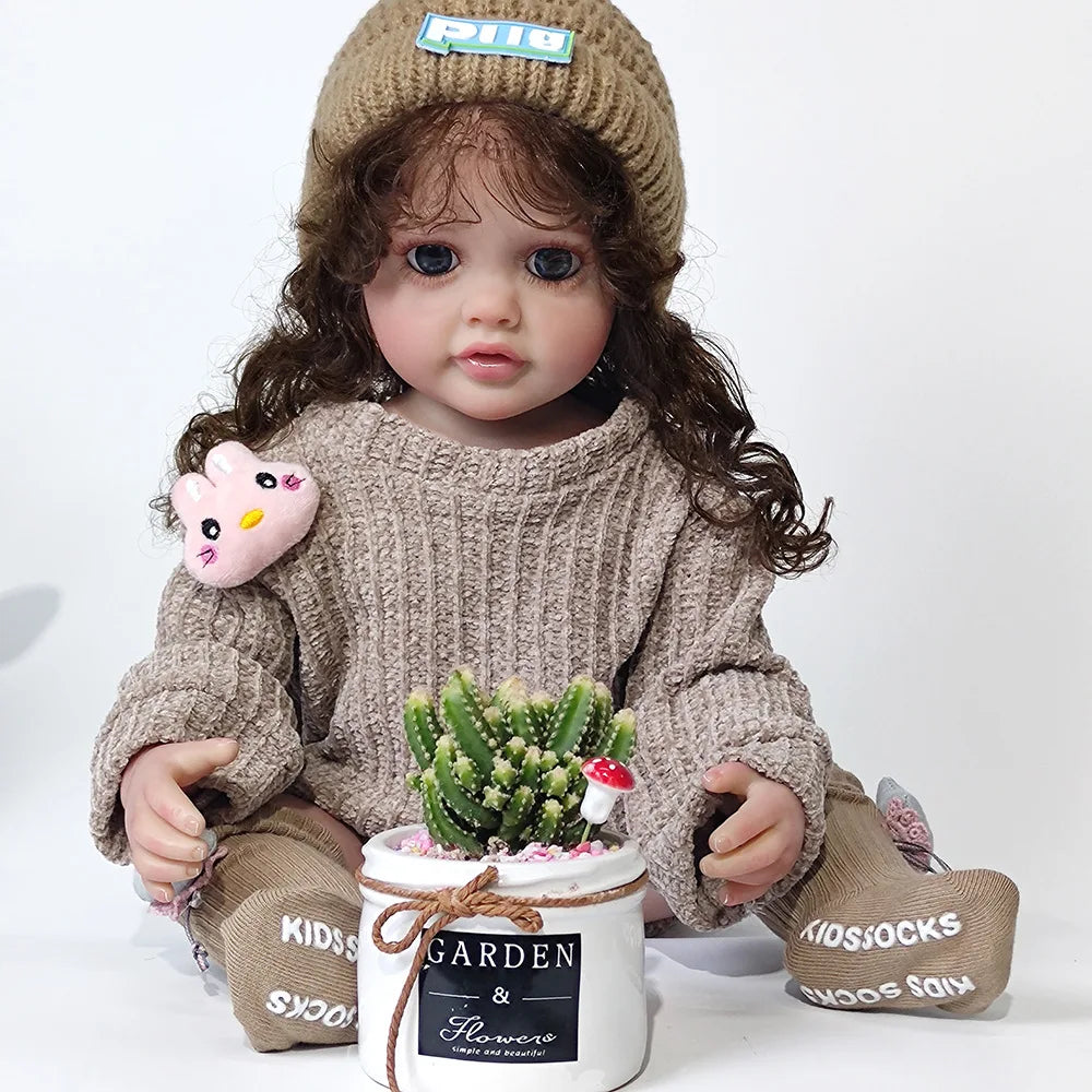 Lifelike Reborn Baby Doll 55cm 22Inch Realistic Full Body Soft Vinyl Toddler Girl Toy Princess Figurine Simulation Birthday Gift